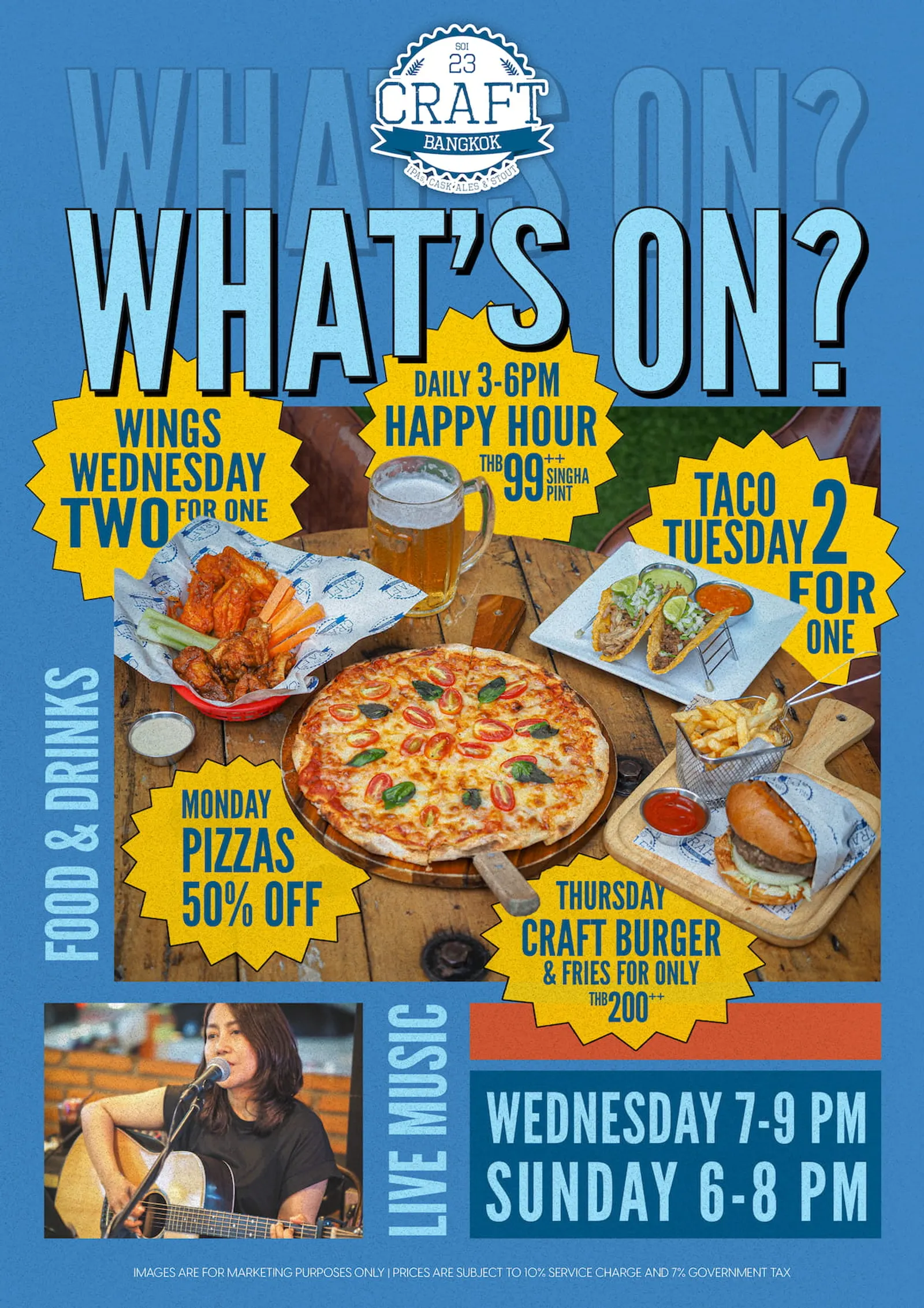 What’s On at Craft 23 — Weekly food deals and live music